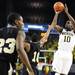 Tim Hardaway Jr. shoots a jump shot as the Michigan men's basketball team took on Arkansas Pine-Bluff at the Crisler Arena Tuesday December 13, 2011. Michigan won the game 63-50. Jeff Sainlar I AnnArbor.com