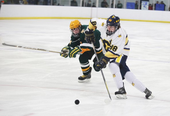 Chelsea's Kyle Whipple moves the puck down the ice as Chelsea High School took on Jackson Lumen Christi Wednesday December 14, 2011 at the Chelsea Arctic Coliseum. Chelsea won 6-5.  Jeff Sainlar I AnnArbor.com