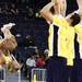 A Michigan cheerleader entertains the crowd with a backflip during a media timeout as Michigan women's basketball team took on Indiana St Saturday December 17, 2011. Michigan won the game 72-44. Jeff Sainlar I AnnArbor.com