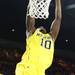 Tim Hardaway Jr. dunks his alley-oop pass from Stu Douglass as the Michigan men's basketball team took on Bradley at Crisler Arena Thursday December 22, 2011. Michigan won the game 77-66. Jeff Sainlar I AnnArbor.com